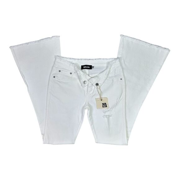 SER.O.YA Olivia Mid-Rise Flare Jeans - Size W26 L35 - White #153 - Picture 4 of 9